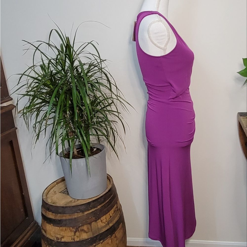 Michael Kors Pomegranate Purple V-Nec Asymmetrical Sleeveles Wrap Dress, XS - Picture 7 of 14